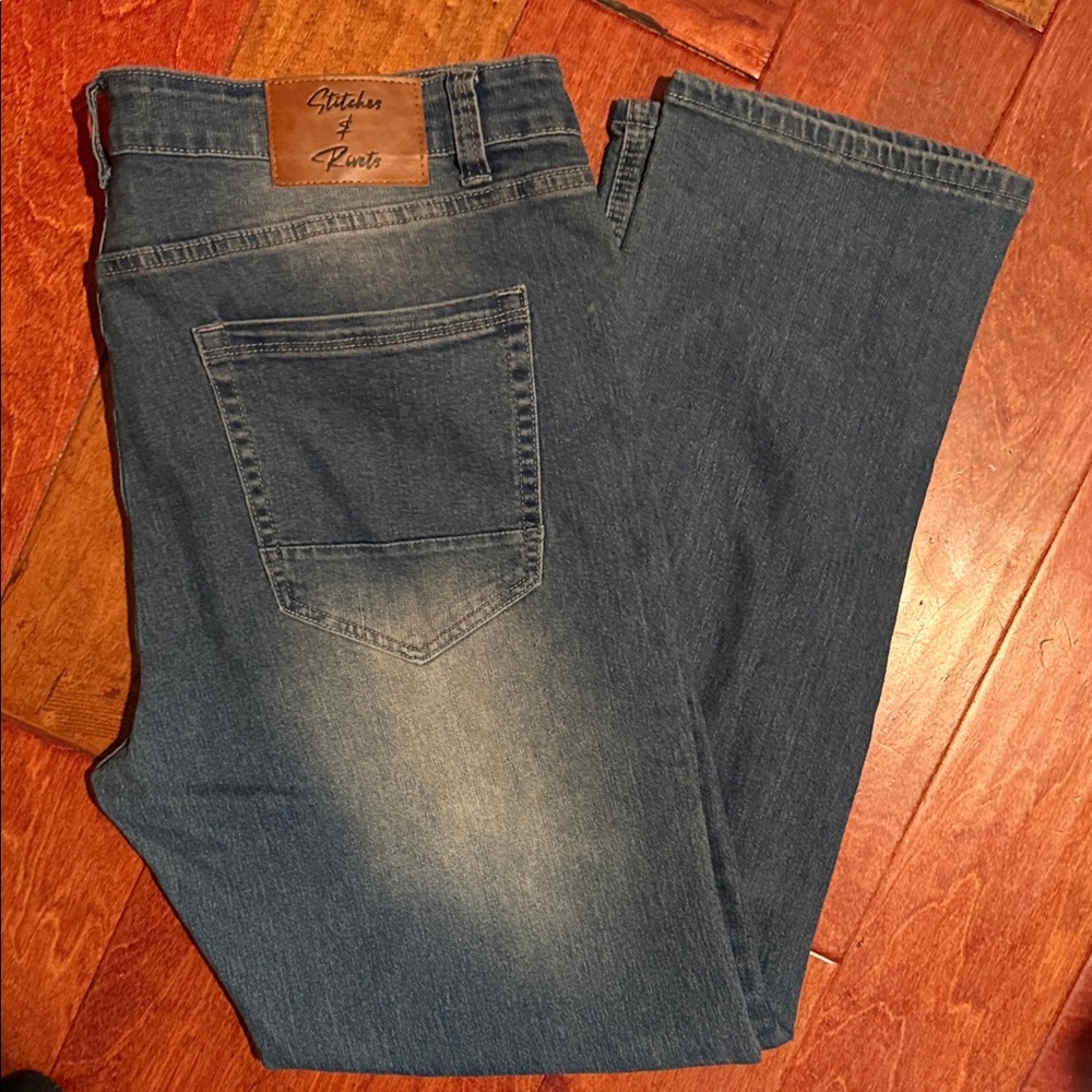 Stitches & Rivets Straight Leg Denim Jeans